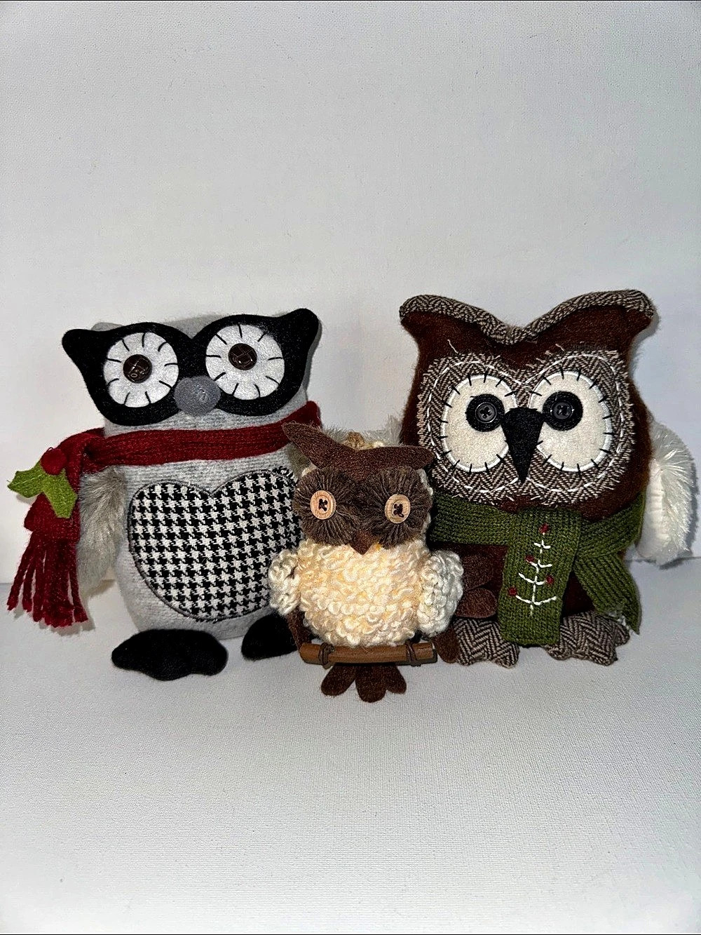 Fabric Owl Shelf Sitter Decor Set of 3